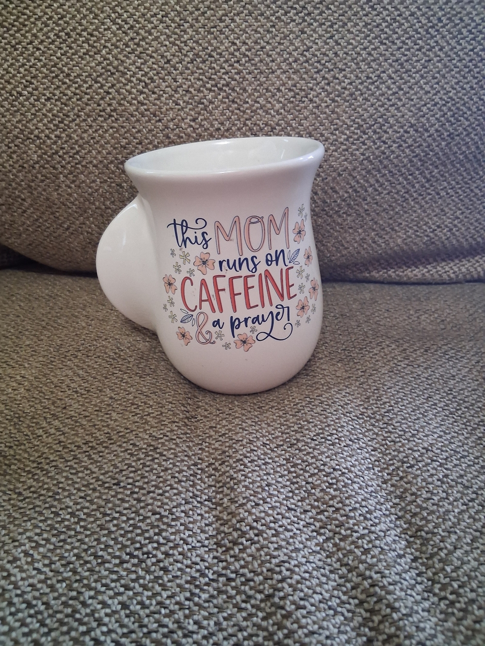 "This Mom Runs On Caffeine & Prayer" Handwarmer Mug